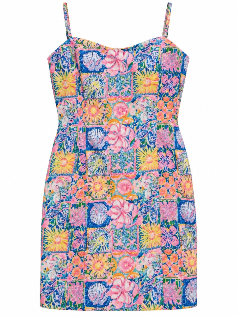 Lilly Pulitzer Shelli Stretch Dress Multi Patch My Drift Size 10